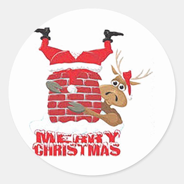 Santa Stuck in Kid's Runder Aufkleber (Vorderseite)