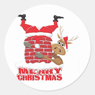 Santa Stuck in Kid's Runder Aufkleber