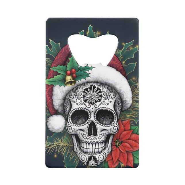 Santa Sugar Skull Geldbeutel Flaschenöffner (Vorderseite)