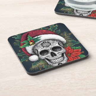 Santa Sugar Skull Getränkeuntersetzer