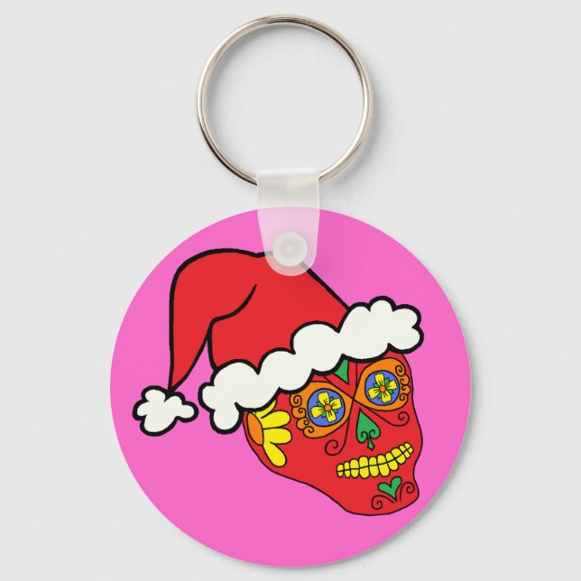 Santa Sugar Skull Schlüsselanhänger (Vorderseite)