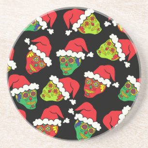 Santa Sugar Skulls Sandstein Untersetzer