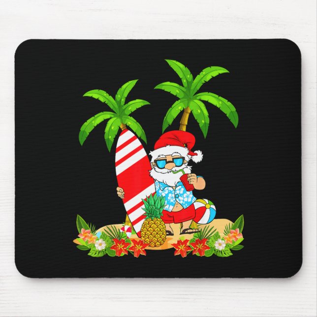 Santa Summer Surfing Christmas In July Beach Vacat Mousepad (Vorne)