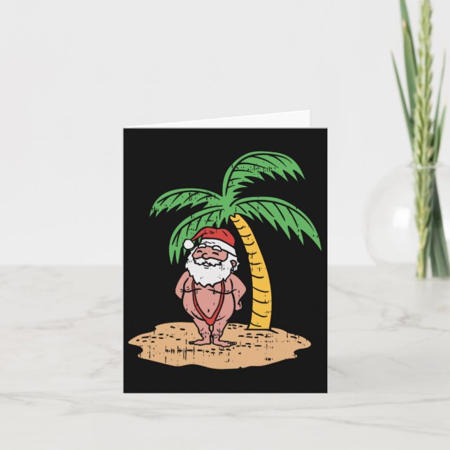 Santa Summer Swimsuit Sonniges Weihnachten im Juli Karte (Vorderseite)