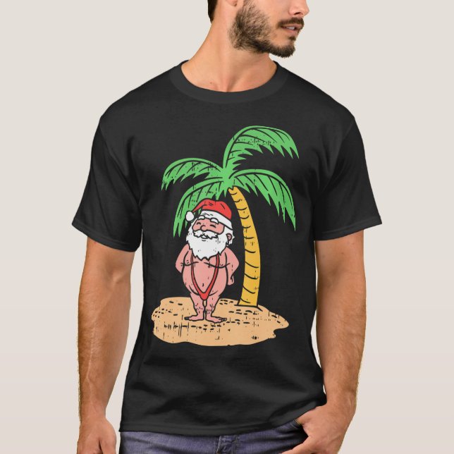 Santa Summer Swimsuit Weihnachten im Juli T-Shirt (Vorderseite)