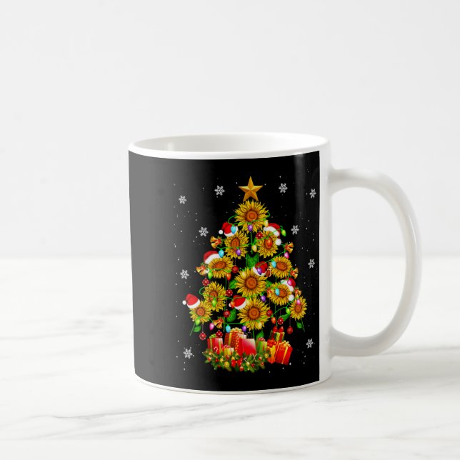 Santa Sunflower Christmas Tree Xmas Lights Santa S Kaffeetasse (Rechts)