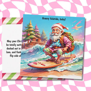 Santa Surfen in der psychedelischen Groovy des Oze Feiertagskarte