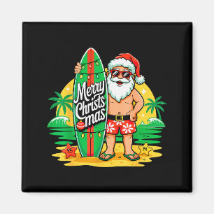 Santa-Surfing-Hawaiian-Beach-Weihnachten-im-Juli-T Magnet