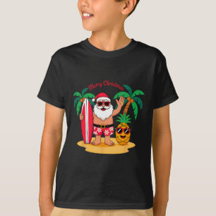 Santa-Surfing-Hawaiianischer-Strand-Weihnachten-im T-Shirt