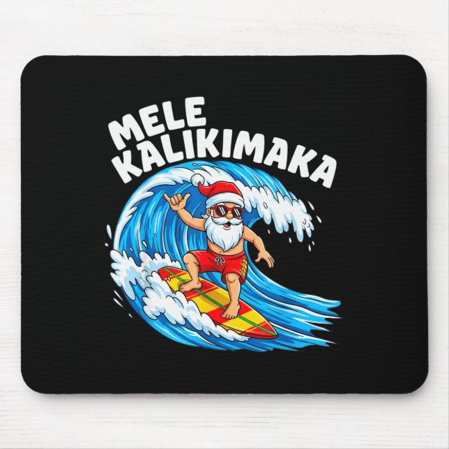 Santa Surfing Mele Kalikimaka Hawaiian Christmas  Mousepad (Vorne)