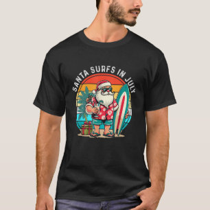 Santa Surfs im Juli lustige Kinder Kleinkind Somme T-Shirt