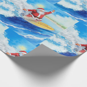 Santa surft Weihnachtsferien Geschenkpapier
