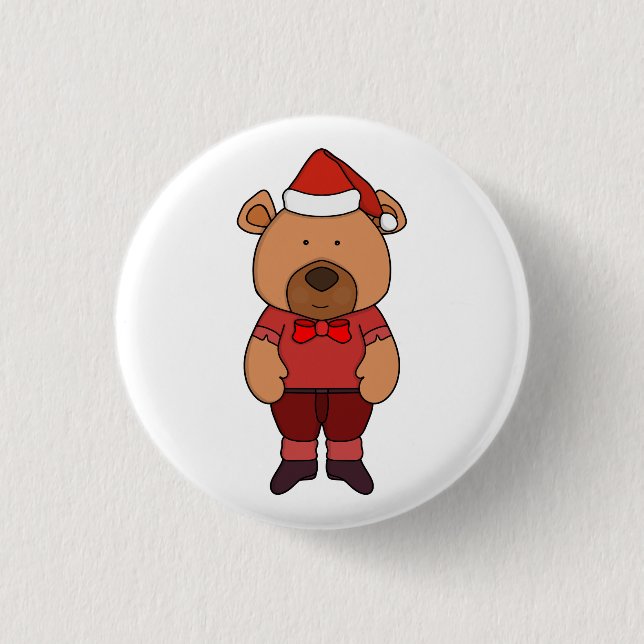 Santa Süßbär Button (Vorderseite)