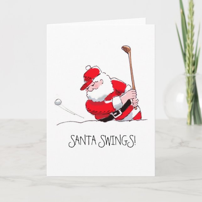 Santa Swings Grußkarte Feiertagskarte (Vorderseite)