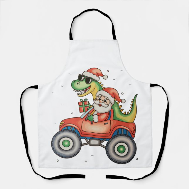Santa T Rex Dinosaurier Monster Truck Weihnachten  Schürze (Vorderseite)