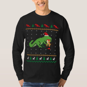 Santa T-Rex Eating Reindeer Dinosaur Ugly Christma T-Shirt
