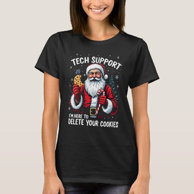 Santa Tech Support Weihnachts-Spaß T - Shirt (Vorderseite)