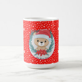 Santa Teddy Bear Red and White Star Weihnachten Kaffeetasse