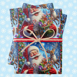 Santa Tells einem Vater Joke hinzufügen Kindername Geschenkpapier Set