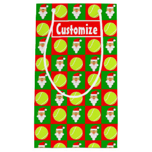 Santa Tennis Player Individuelle Name / Text Weihn Kleine Geschenktüte