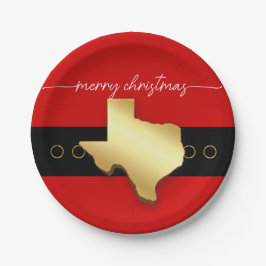 Santa Texas Belt Buckle Christmas Pappteller