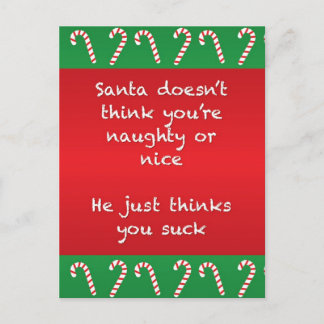 Santa Thinks Sie Sind zum Kotzen Funny Christmas P Feiertagspostkarte