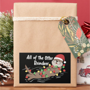 Santa Tier Xmas Alle Otter Rentiere Tiere Rechteckiger Aufkleber