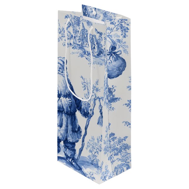 Santa Toile Geschenktüte Für Weinflaschen (Vorderseite Schrägansicht)