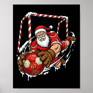 Santa Torwart 67 Fußball Weihnachten Lustig Sport Poster
