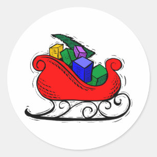Santa Toy Sleigh Runder Aufkleber