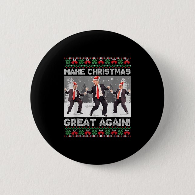 Santa Trump Dance Make Christmas Great Again Ugly  Button (Vorderseite)