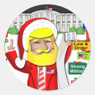 Santa Trump Ho Ho Ho Runder Aufkleber