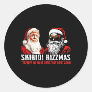 Santa Trump Skibidi Rizzmas Weihnachten großartig Runder Aufkleber