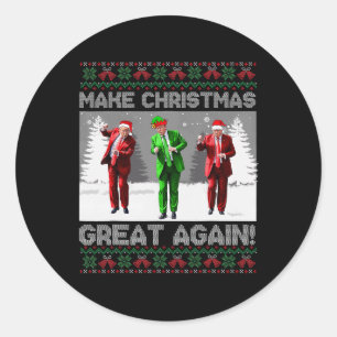 Santa Trump-Tanz macht Weihnachten wieder großarti Runder Aufkleber