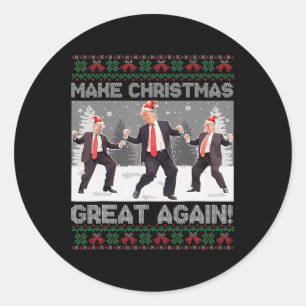 Santa Trump-Tanz macht Weihnachten wieder großarti Runder Aufkleber