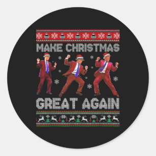 Santa Trump-Tanz macht Weihnachten wieder großarti Runder Aufkleber
