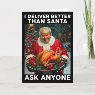 Santa Trump Truthahn Weihnachten Lustige Feier Tan Karte