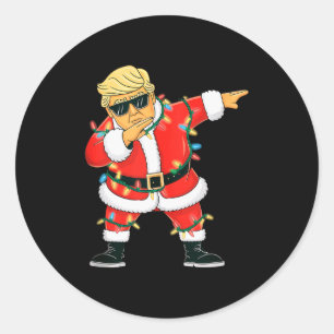 Santa Trump Weihnachten Dab Xmas Männer Frauen Kin Runder Aufkleber