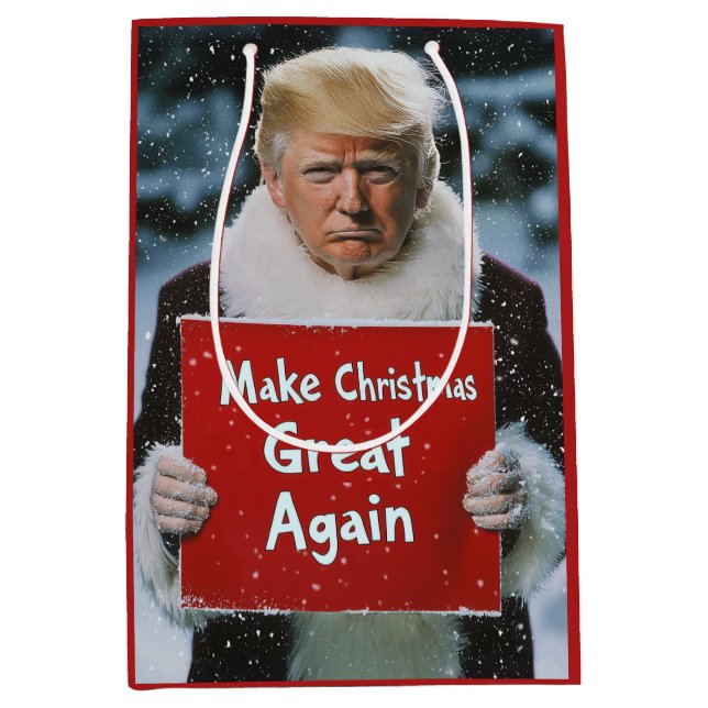 Santa Trump: "Weihnachten wieder großartig machen" Mittlere Geschenktüte (Vorderseite)