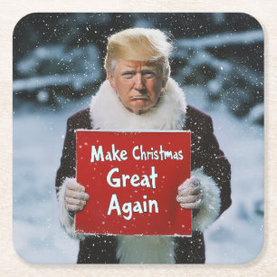 Santa Trump: "Weihnachten wieder großartig machen" Rechteckiger Pappuntersetzer