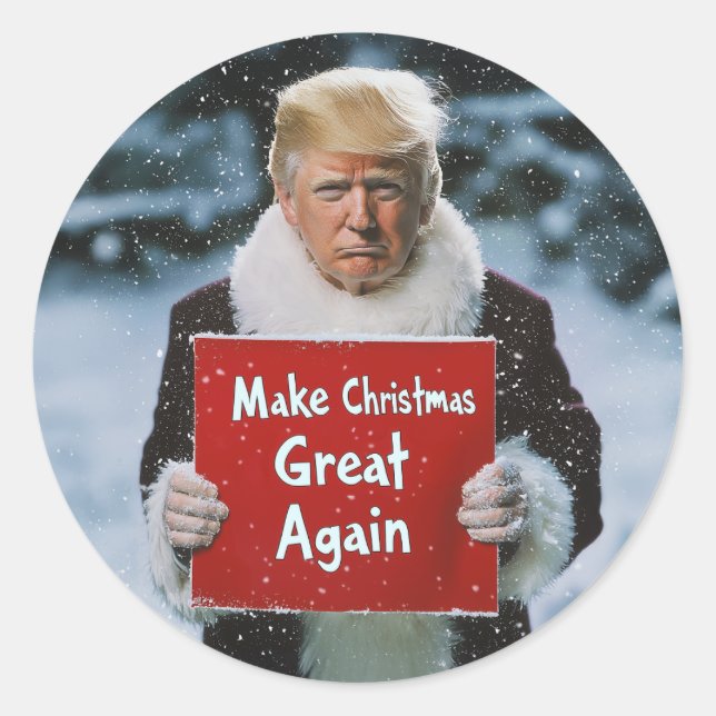 Santa Trump: "Weihnachten wieder großartig machen" Runder Aufkleber (Vorderseite)