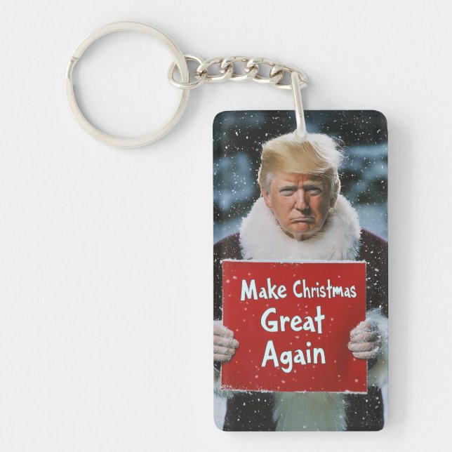 Santa Trump: "Weihnachten wieder großartig machen" Schlüsselanhänger (Vorderseite)