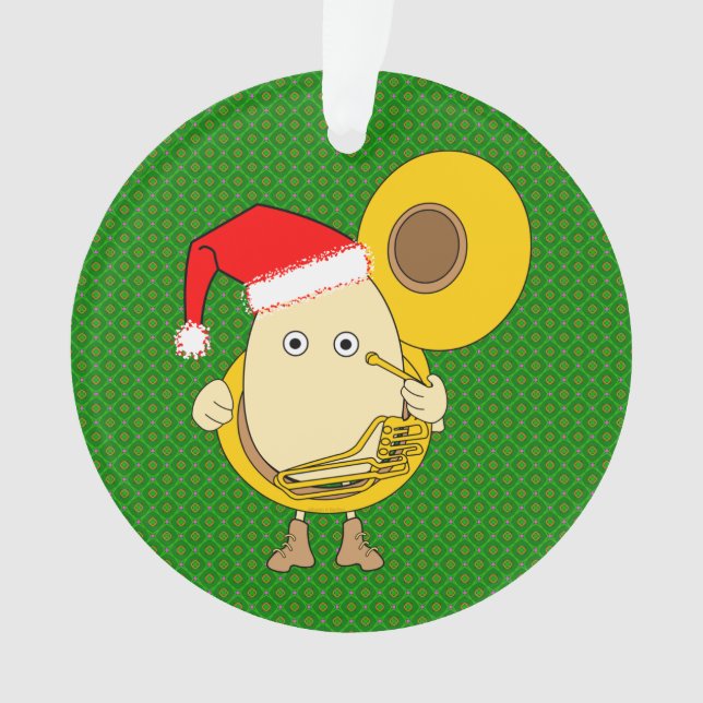 Santa Tuba Player Egghead Ornament (Vorderseite)