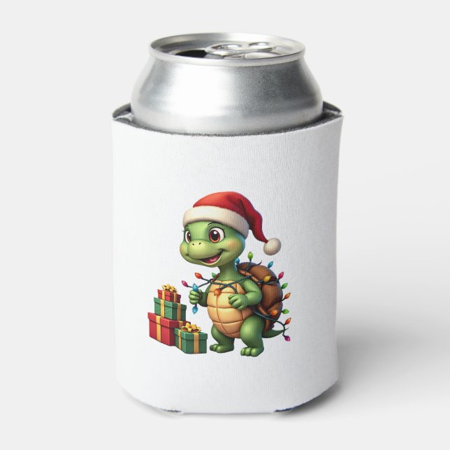 Santa Turtle Christmas Ugly Sweater Funny Holiday  Dosenkühler (Kanne Vorderseite)