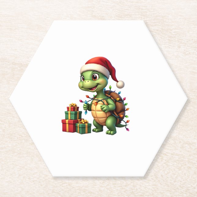 Santa Turtle Christmas Ugly Sweater Funny Holiday  Untersetzer (Vorderseite)