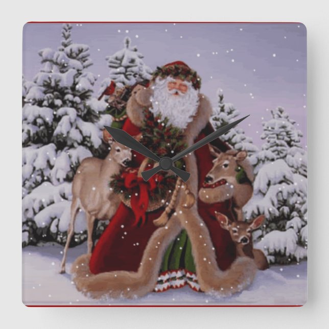 Santa-Uhr Quadratische Wanduhr (Vorderseite)