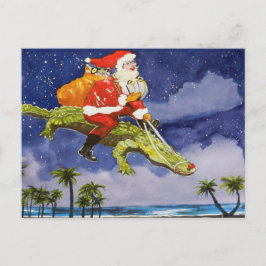 Santa und Alligator Postkarte