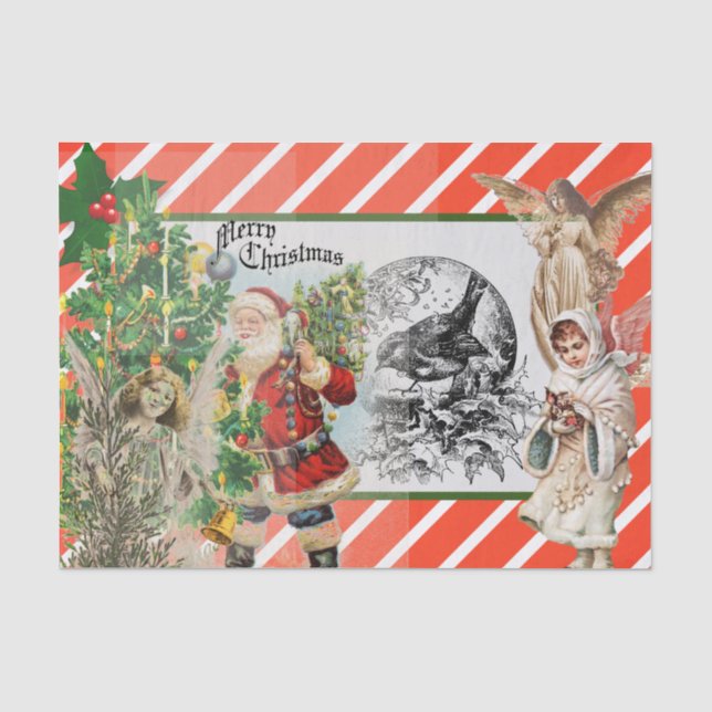 SANTA UND ANGELLE ROTES Zwirnpapier Seidenpapier (Vorderseite)