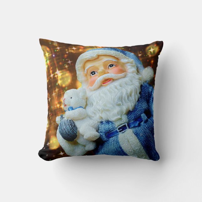 Santa und Baby Polar Bear Holiday Kissen (Vorderseite)