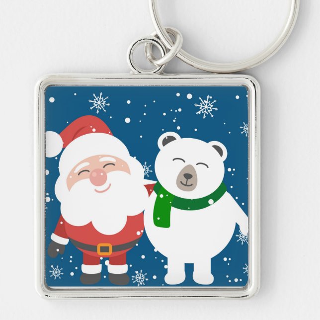 Santa und Bär Schlüsselanhänger (Vorne)